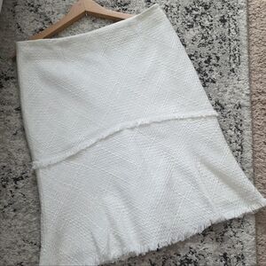 White House Black Market Tweed Pencil Skirt Womens 6 White Preppy City Chic